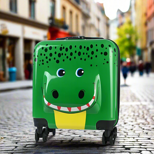 Animal Print Trolley Suitcase for Kids with Password Lock