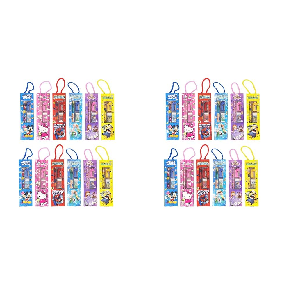 Jiada Birthday Party Return Gifts Mix Stationery Kit Set in a Fancy Box for Kids (Pack of 12)