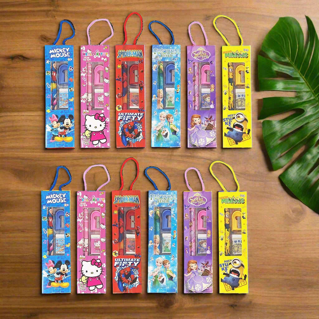 Jiada Birthday Party Return Gifts Mix Stationery Kit Set in a Fancy Box for Kids (Pack of 12)