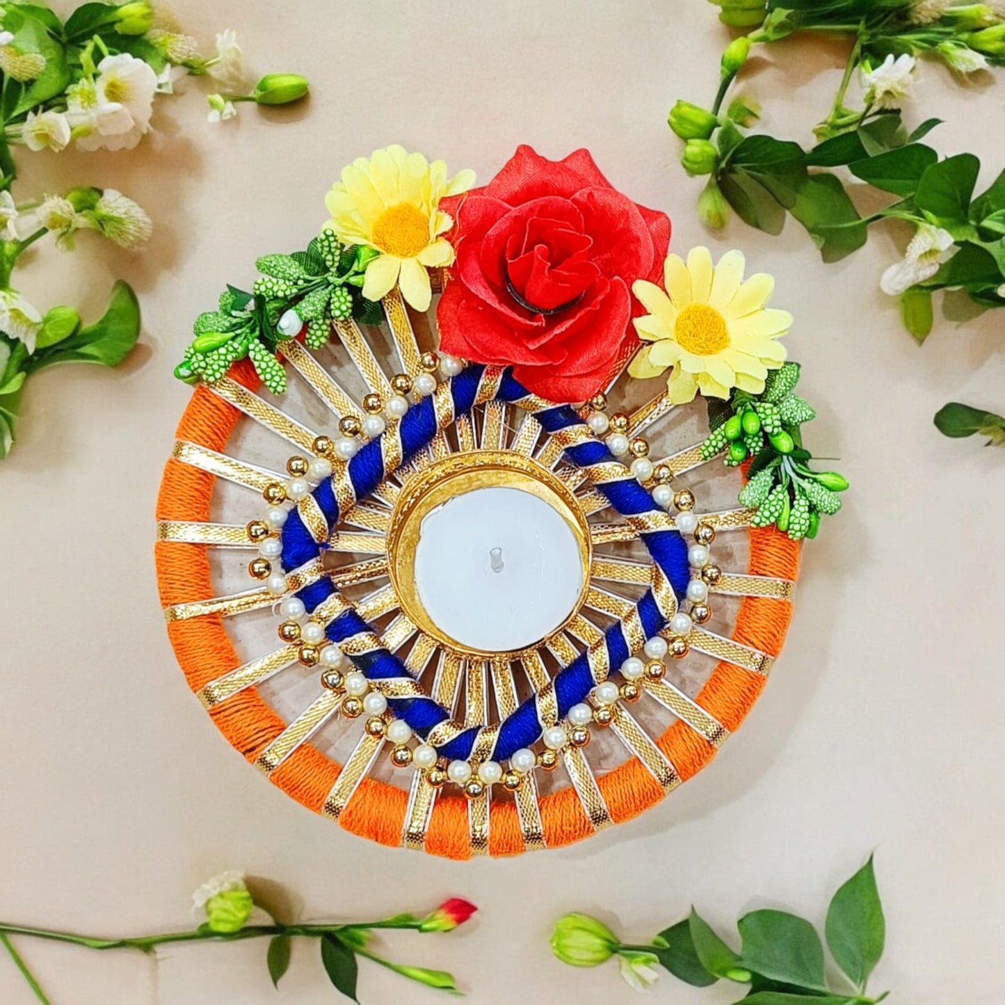 Beautiful Floral Design Candle Holder (Size: 5.5 Inch)
(TL0028)