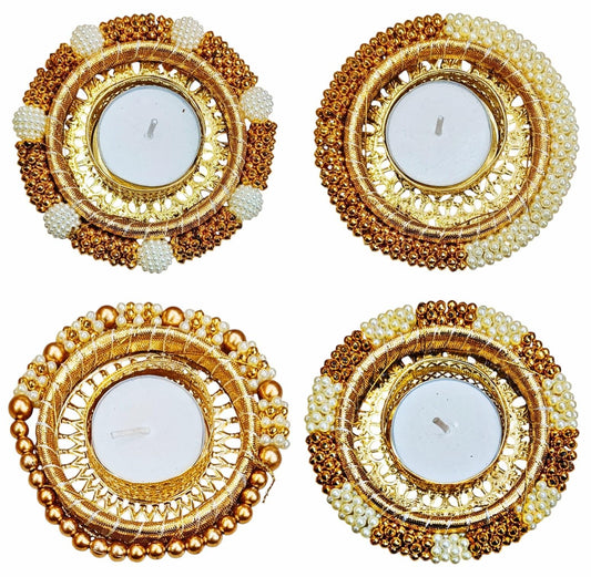 Beautiful Pearls Mix Design Candle Holder (Size: 4 Inch)