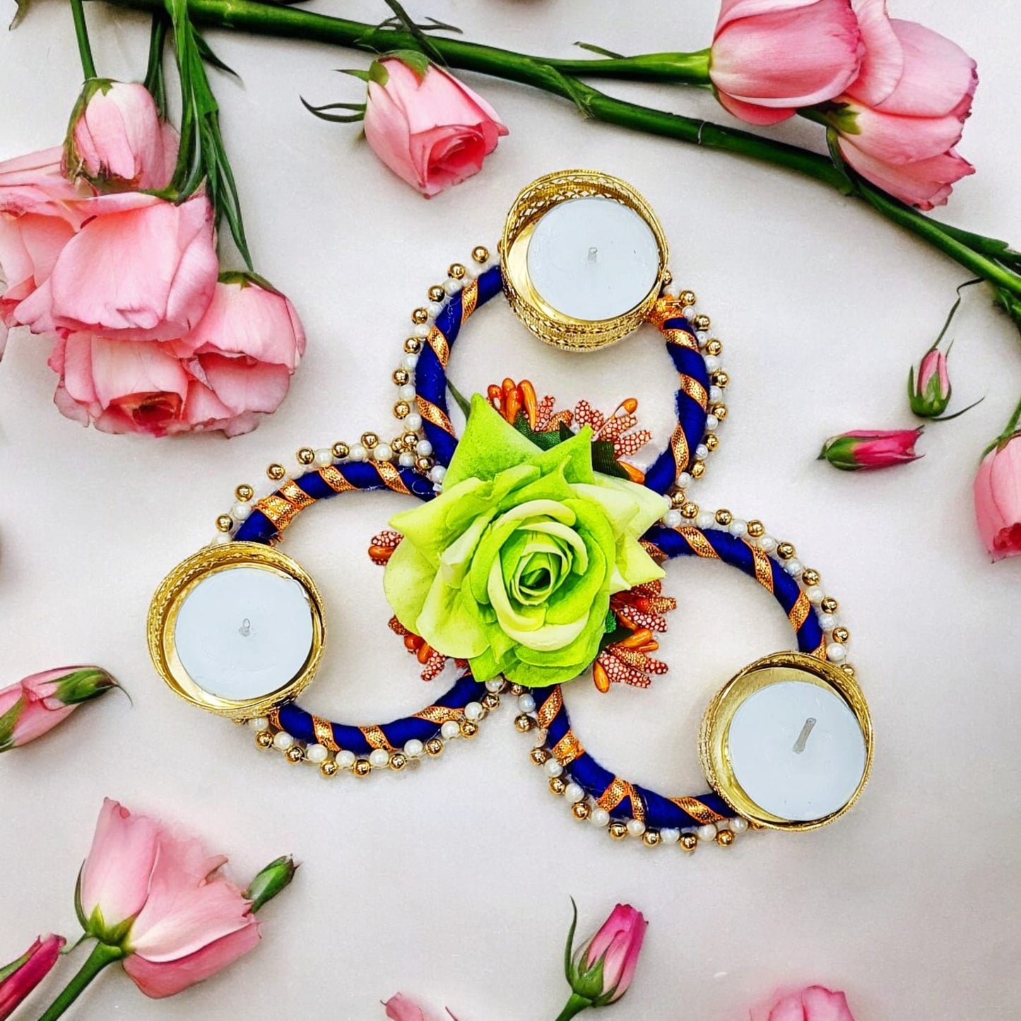 Flower Design 3 Tea Light Candle Holder Mix Colours
(Size: 7.5 Inch) (TL0026)