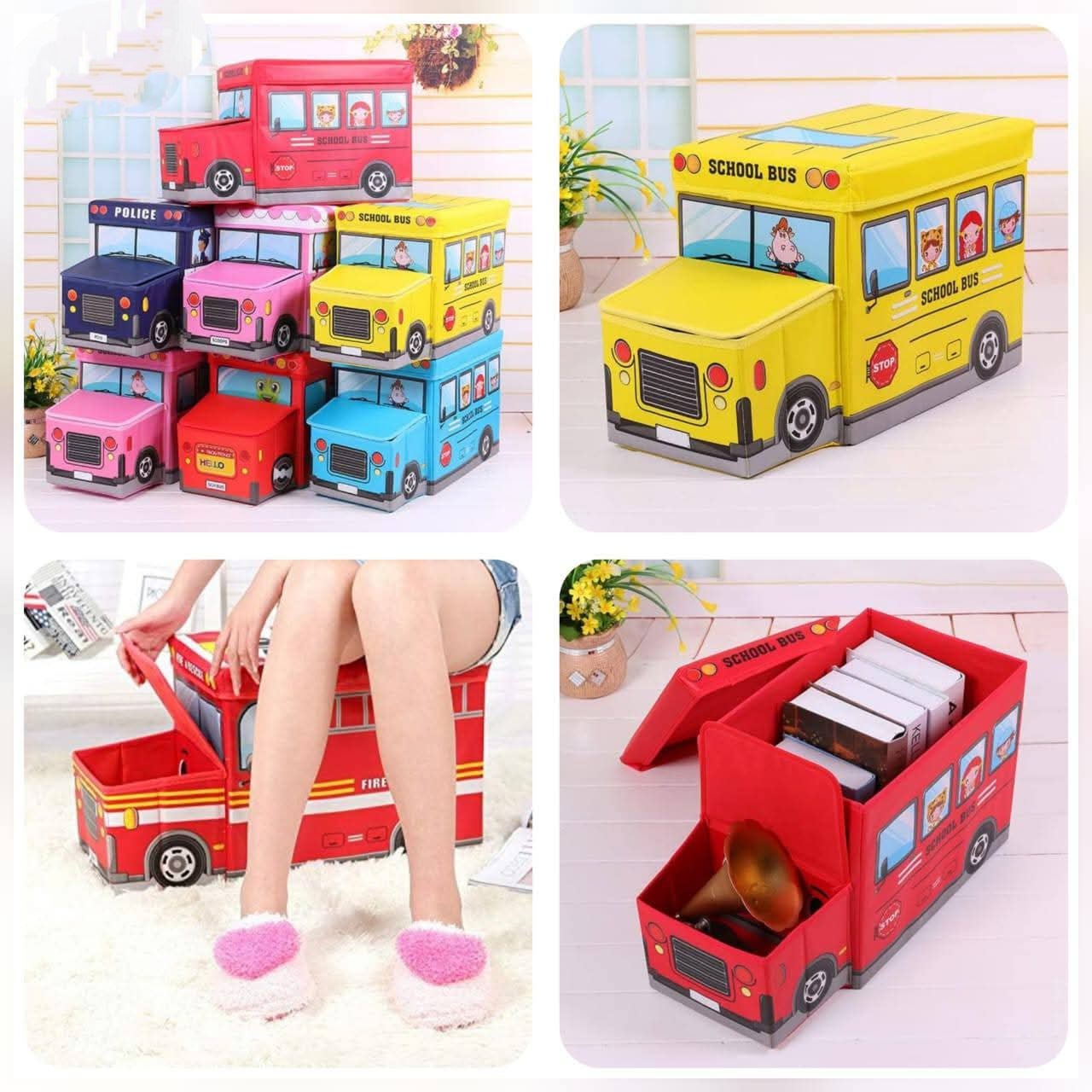 Bus Foldable Storage Box Cum Stool