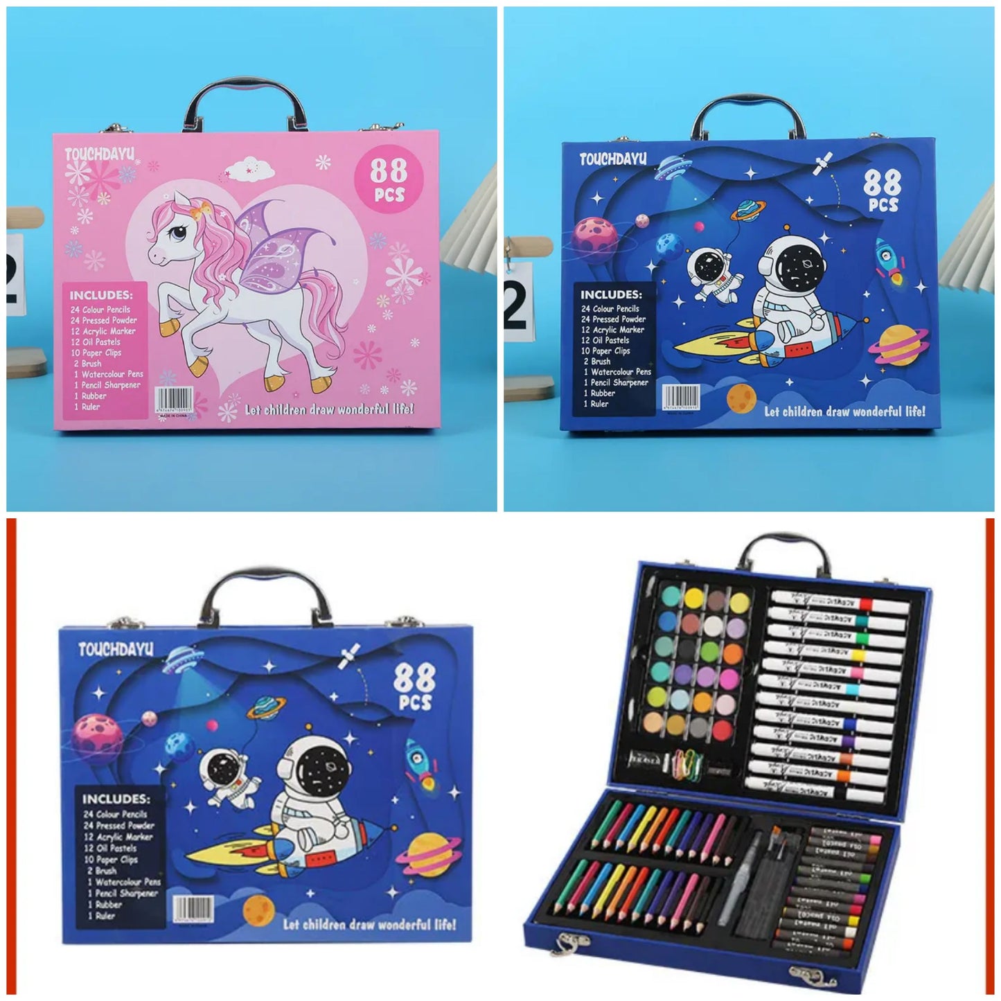 88pcs Art Kit Set Unicorn & Space