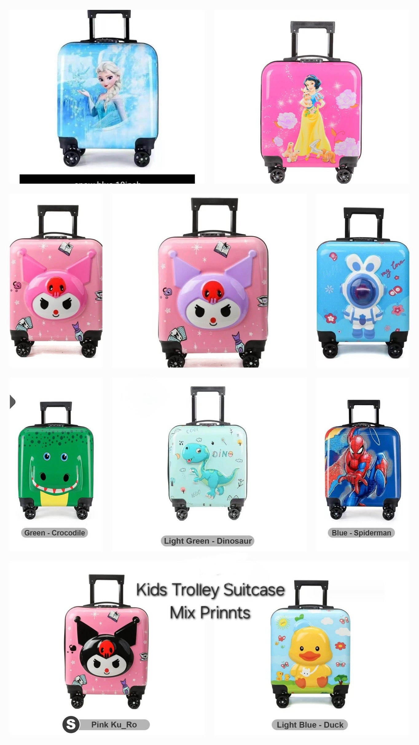 Kids Trolley Suitcase - Mix Prints