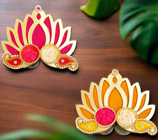 Lotus Design Roli Chawal Plate (Mix Colours)(Size: 4 Inch)