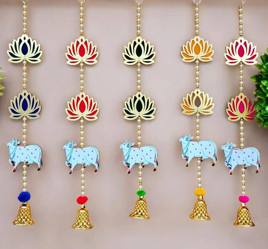 Lotus With Cow Hanging (Size: 27*4 Inch) (H0025)