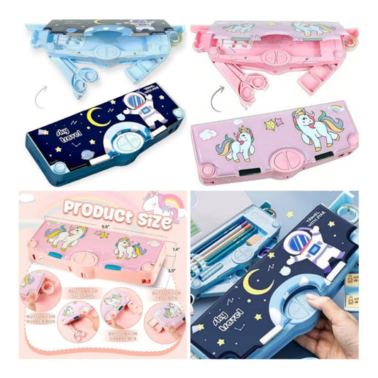Multifunctional Pencil Box - Unicorn & Space Print