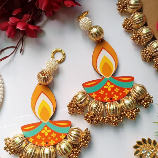 Pair of Beautiful Diya Hanging (1 Pair) (Size: 7 Inch) (SL0028)