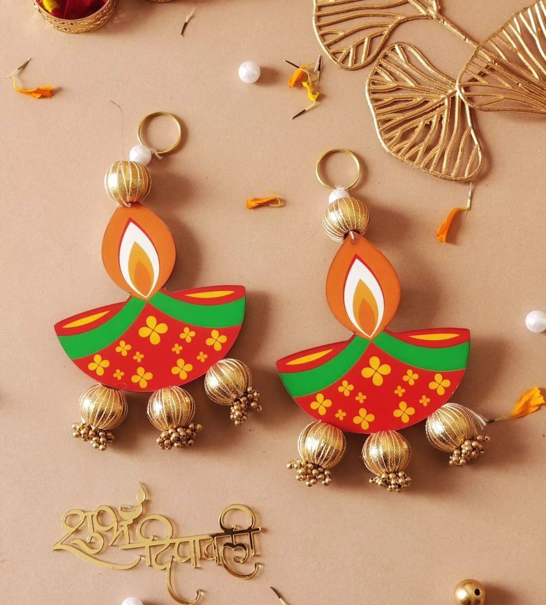 Pair of Beautiful Diya Hanging (1 Pair) (Size: 7 Inch) (SL
0029)