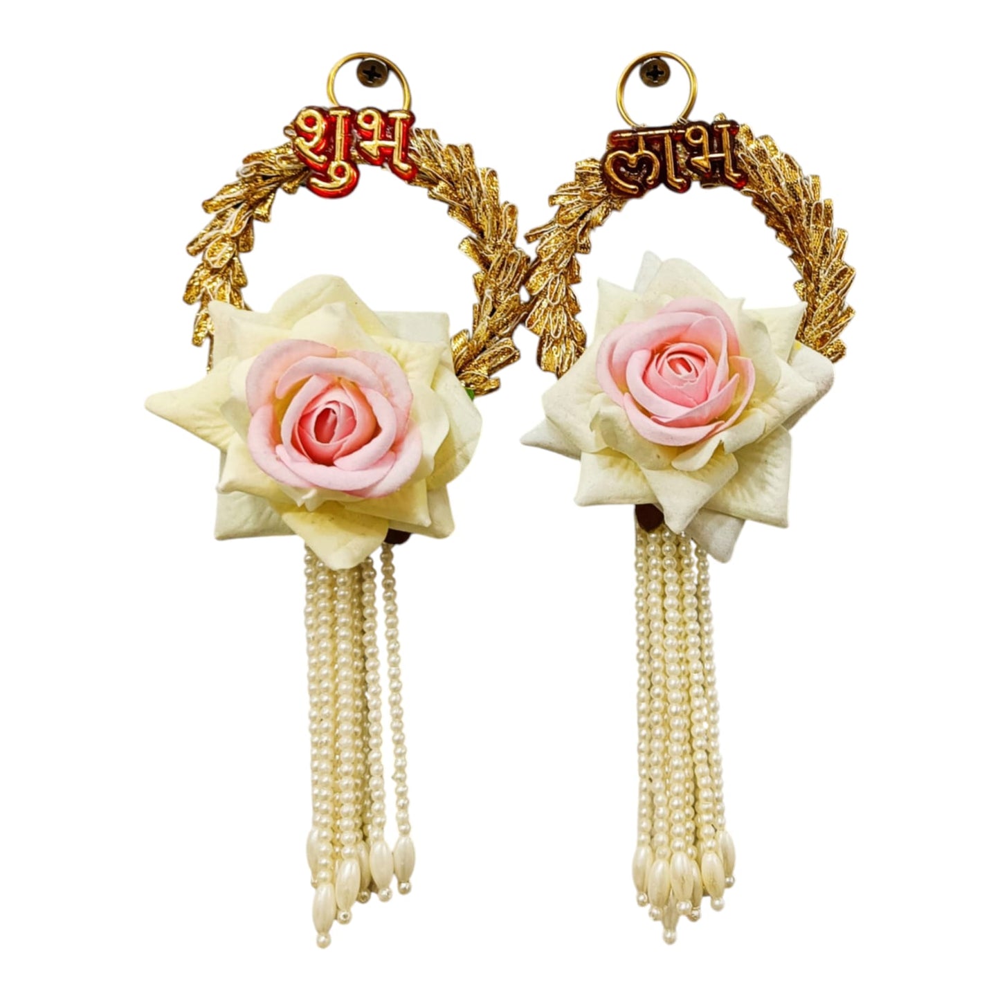 Pair of Flower Subh Labh Hanging (Mix Colours) (SL0013)