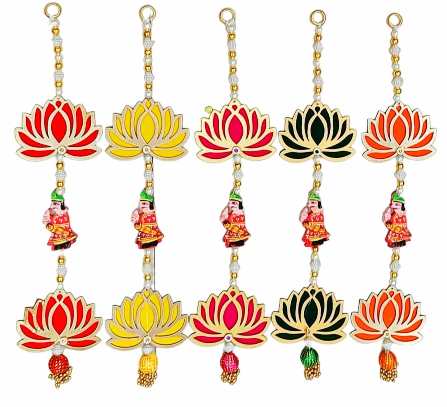 Wooden King & Lotus Hanging (1 Line) (Size: 19 Inch)