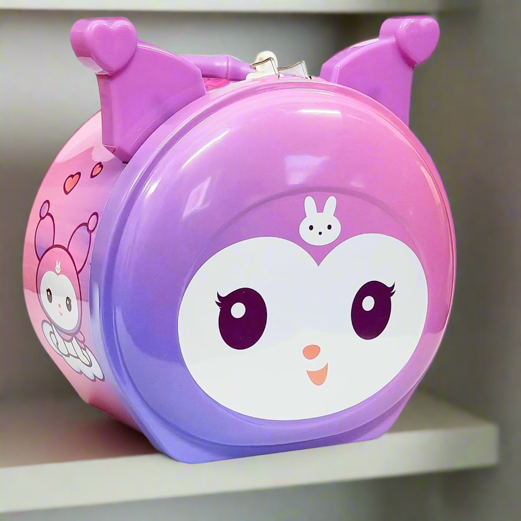 Sanrio Kuromi Metal Piggy Bank Toy for Kids - Cute Money Safe with Lock and 2 Keys - Gullak Coin Box Gift for Boys and Girls - Color As Per Stock