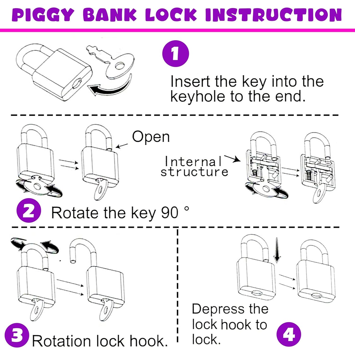 VGRASSP Sanrio Kuromi Metal Piggy Bank Toy for Kids - Cute Money Safe with Lock and 2 Keys - Gullak Coin Box Gift for Boys and Girls - Color As Per Stock