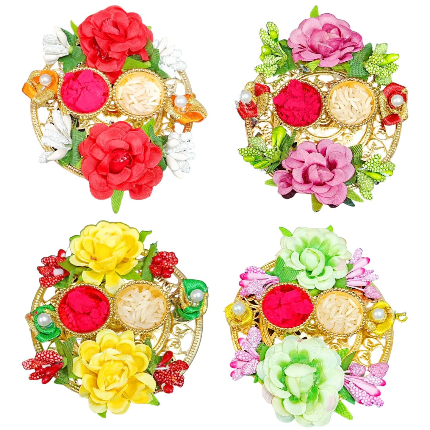 Beautiful Floral Design Roli Chawal Plate (Size: 4 Inch)