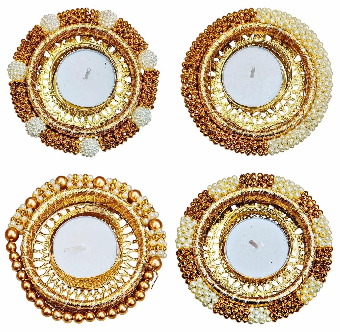 Beautiful Pearls Mix Design Candle Holder (Size: 4 Inch)