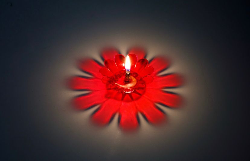 Colourful Shadow Diya With (12 Piece Set)