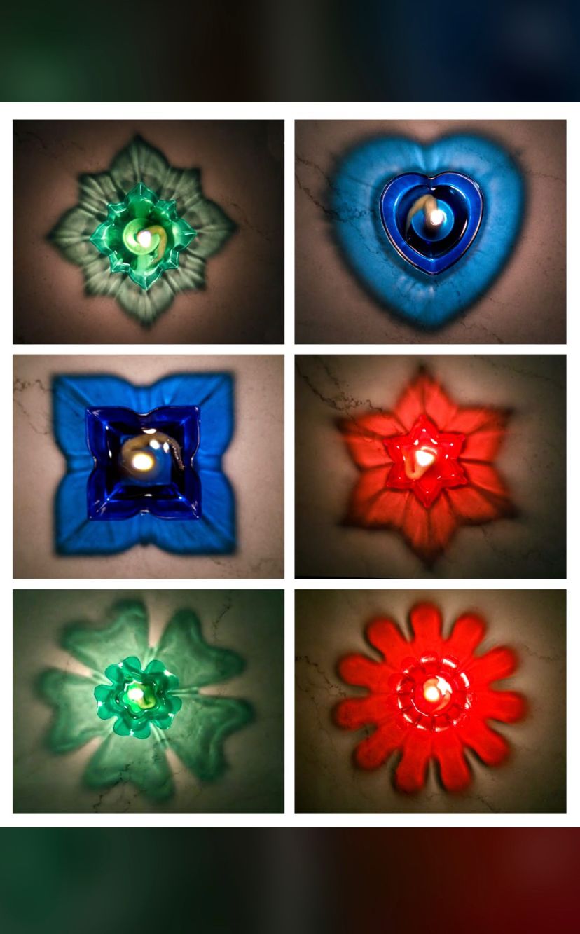 Colourful Shadow Diya With (12 Piece Set)