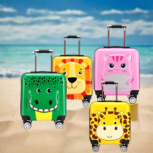 1Animal Print Trolley Suitcase for Kids with Password Lock