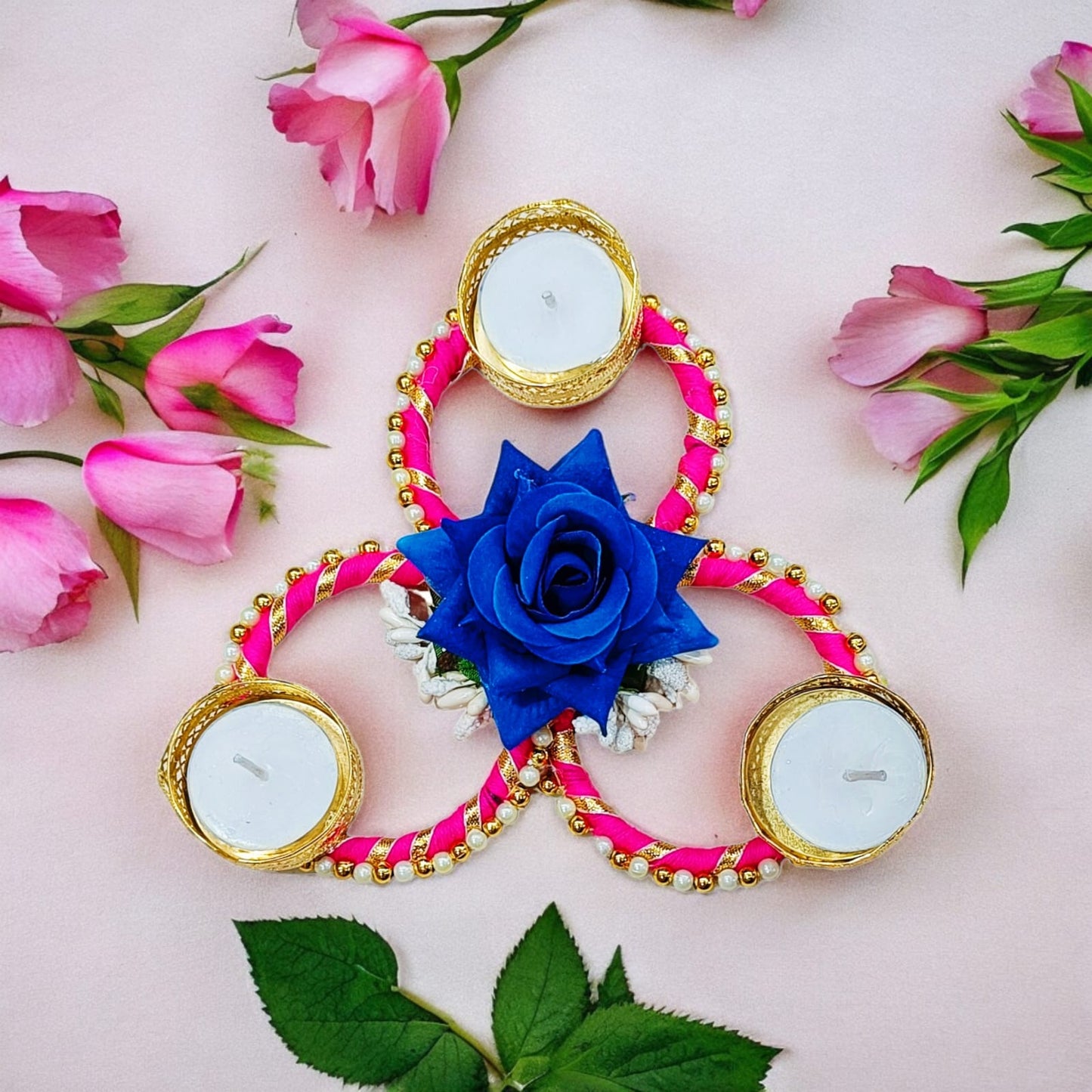 Flower Design 3 Tea Light Candle Holder Mix Colours
(Size: 7.5 Inch) (TL0026)