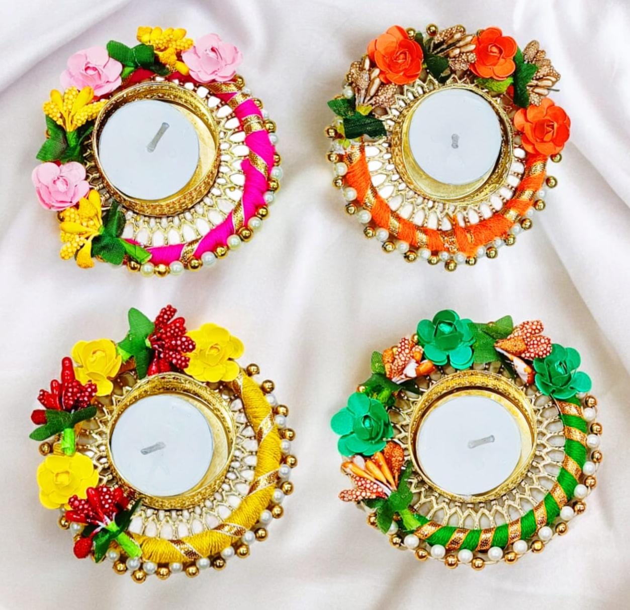 Flower Design Round Candle Holder (Size: 4 Inch) (TL0027)