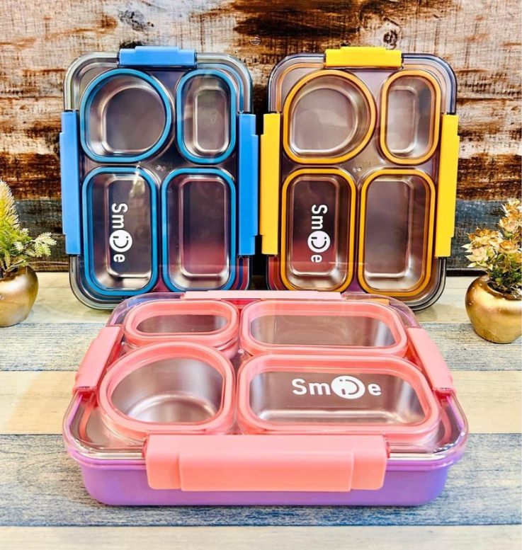 4 Grid Lunch Box with Each Grid Sealed