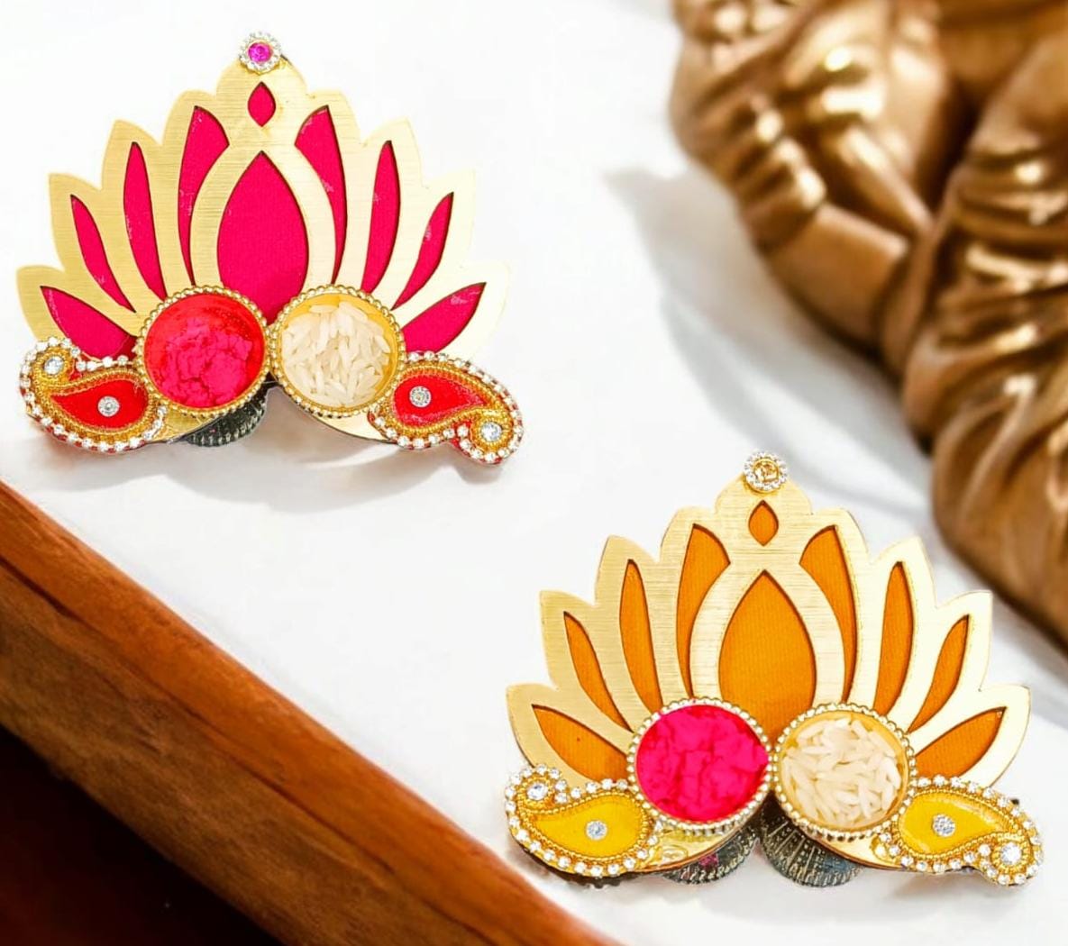 Lotus Design Roli Chawal Plate (Mix Colours)(Size: 4 Inch)