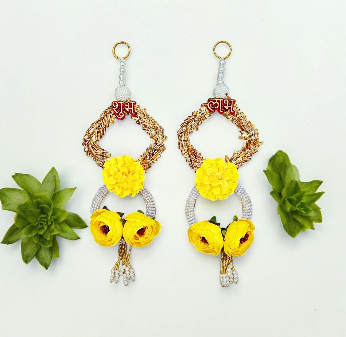 Pair Of Flower Subh Labh Hanging Pair Mix Colours (Size: 11*4 Inch) ( Pair) (SL0005)