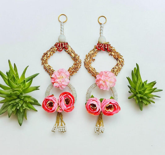 Pair Of Flower Subh Labh Hanging Pair Mix Colours (Size: 11*4 Inch) ( Pair) (SL0005)