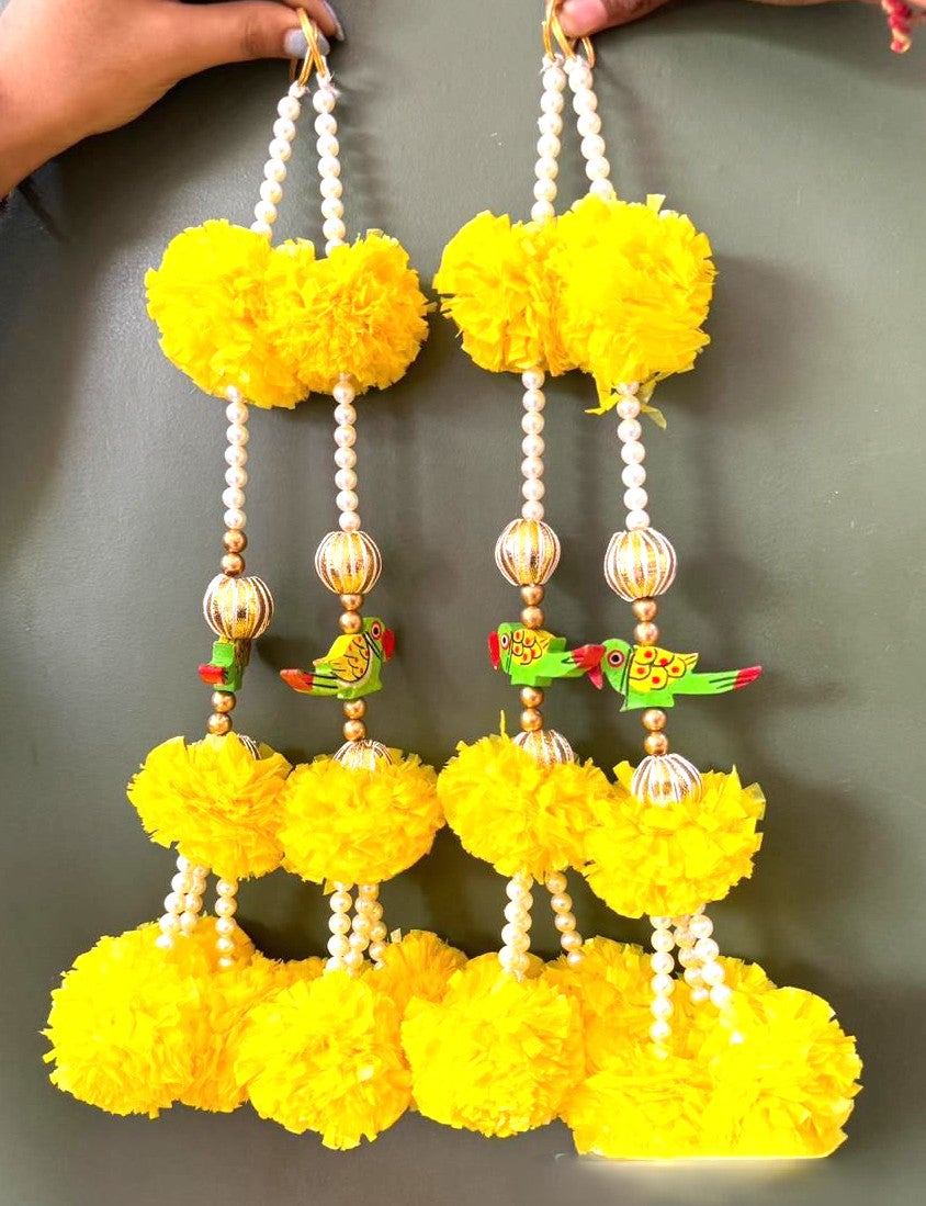 Pair of Genda Flower Parrot Hanging (SL0017)