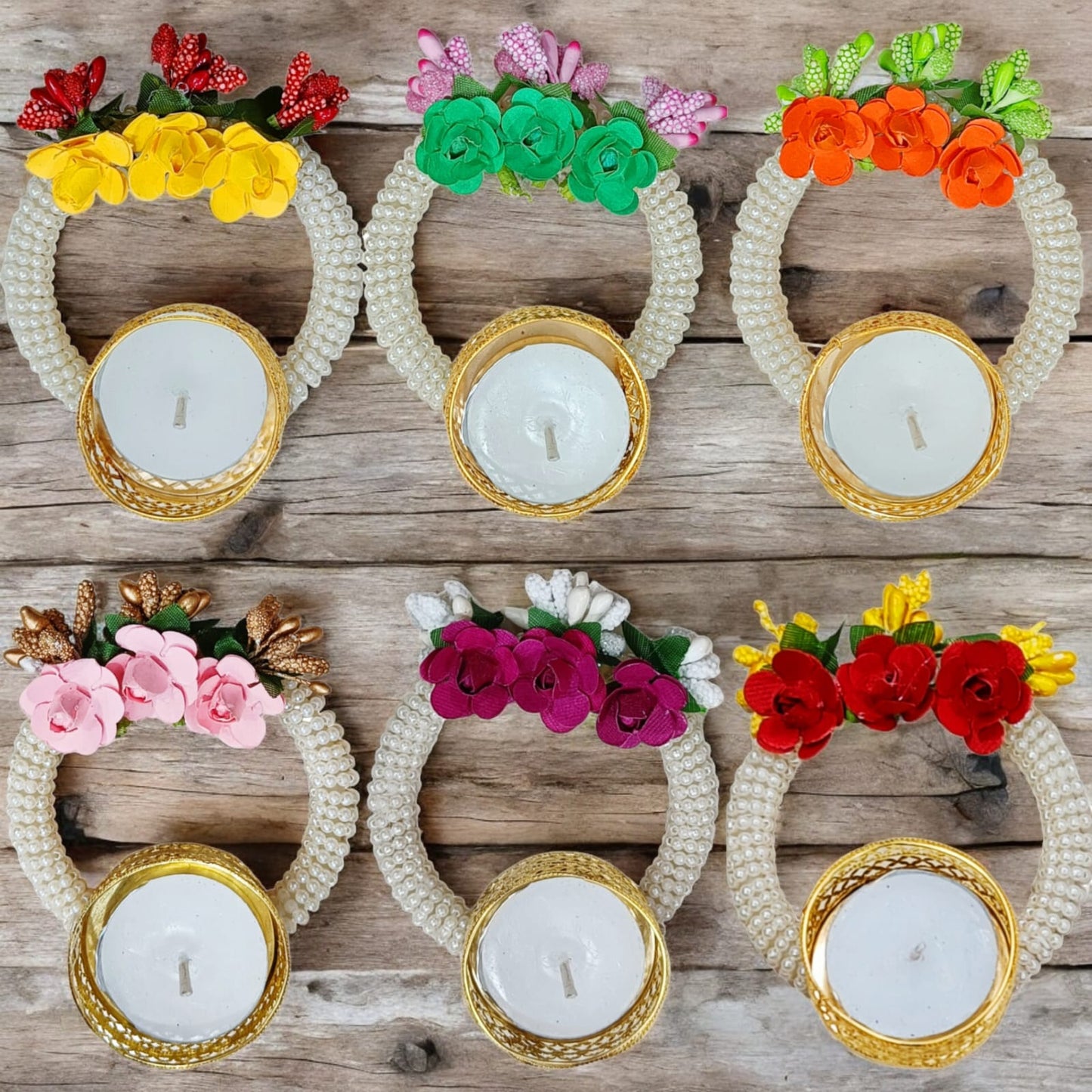 Pearl & Flower Design Candle Holder (Size: 4 Inch) (TL0031)