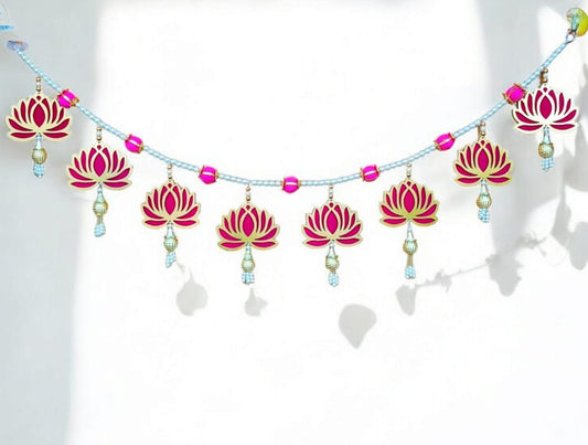 Pink Lotus Toran for Door Hanging Bandhanwar for Home Decor (Size: 40*6 Inch) (BT0021)